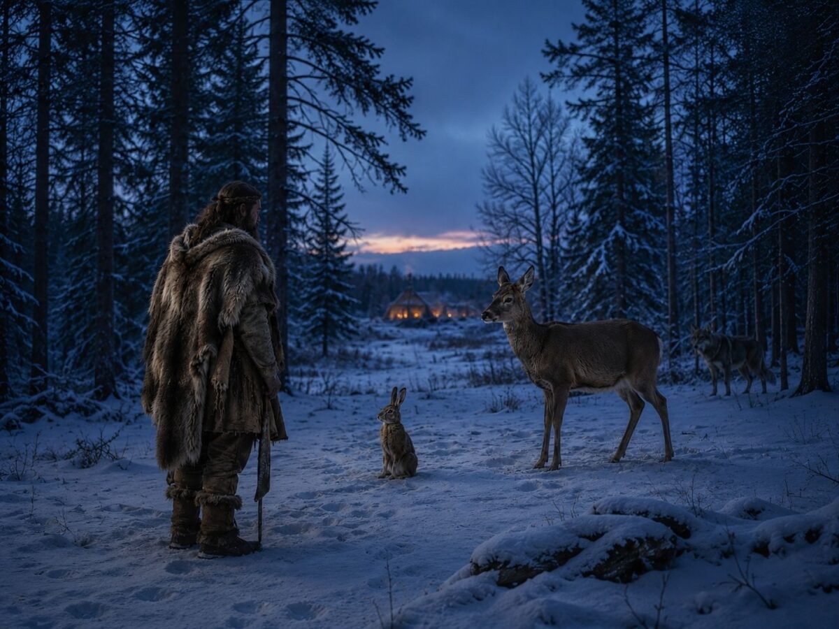 Leliumų dienos – senovės baltų medžiotojas žiemos miške greta elnio, kiškio ir vilko